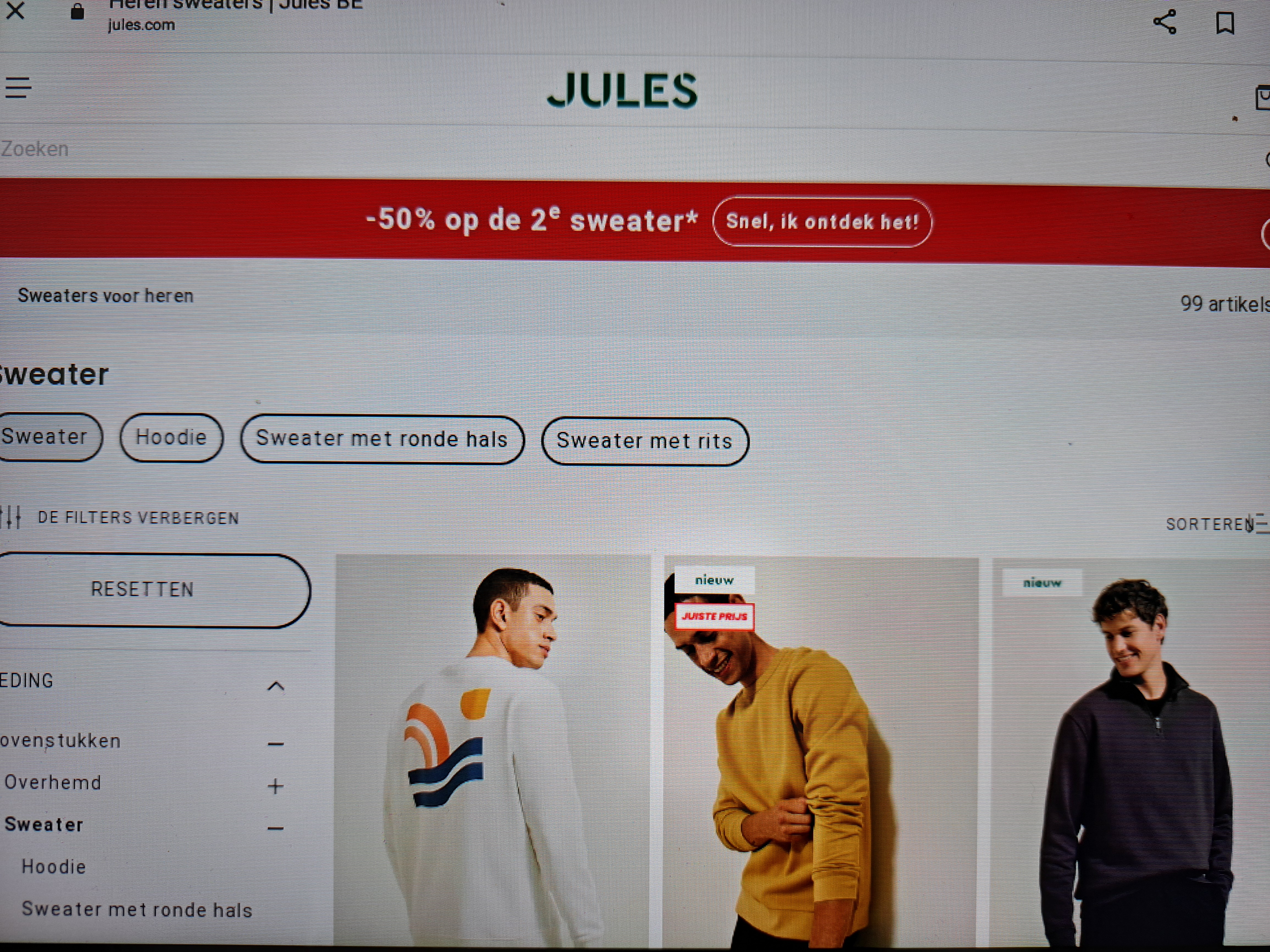 -50% op de 2e sweater bij jules.com