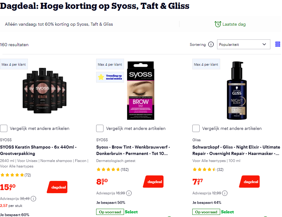 Tot -60% op Syoss, Taft & Gliss 🤑 Dagdeal bij Bol