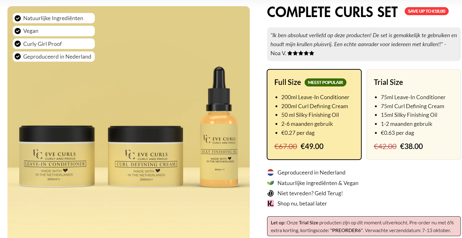 tot -27% op Complete Curls set bij Eve Curls 👩‍🦱