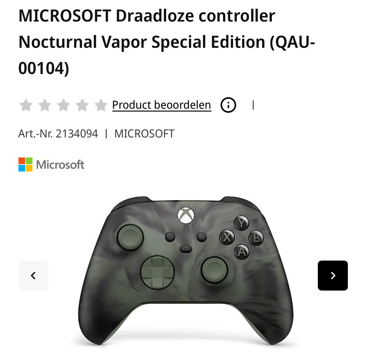 MICROSOFT Draadloze controller Nocturnal Vapor Special Edition