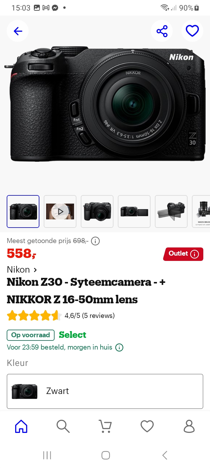 Nikon z30 syteemcamera + nikkor z 16-50mm lens