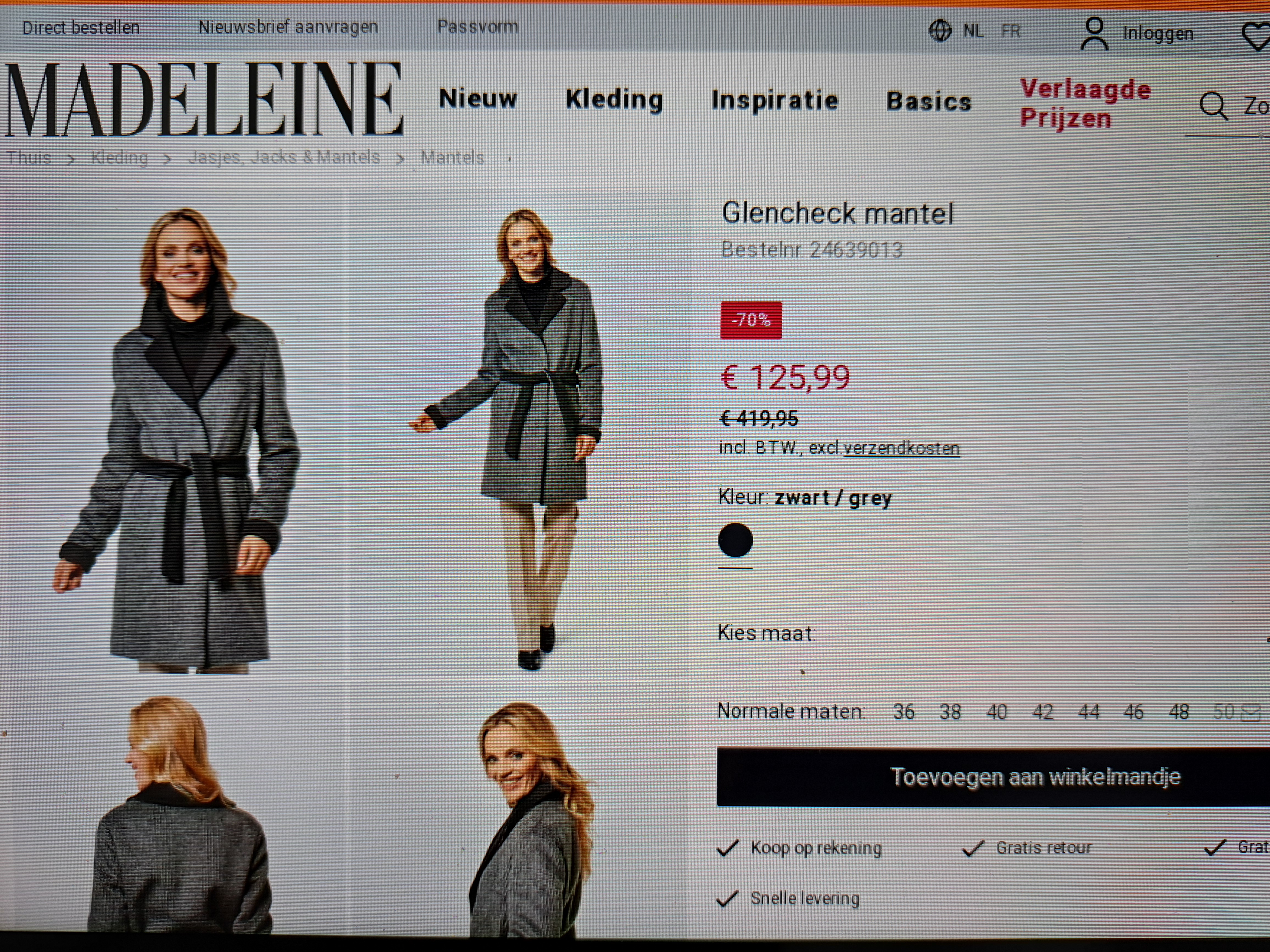 Madeleine glencheck mantel -70%