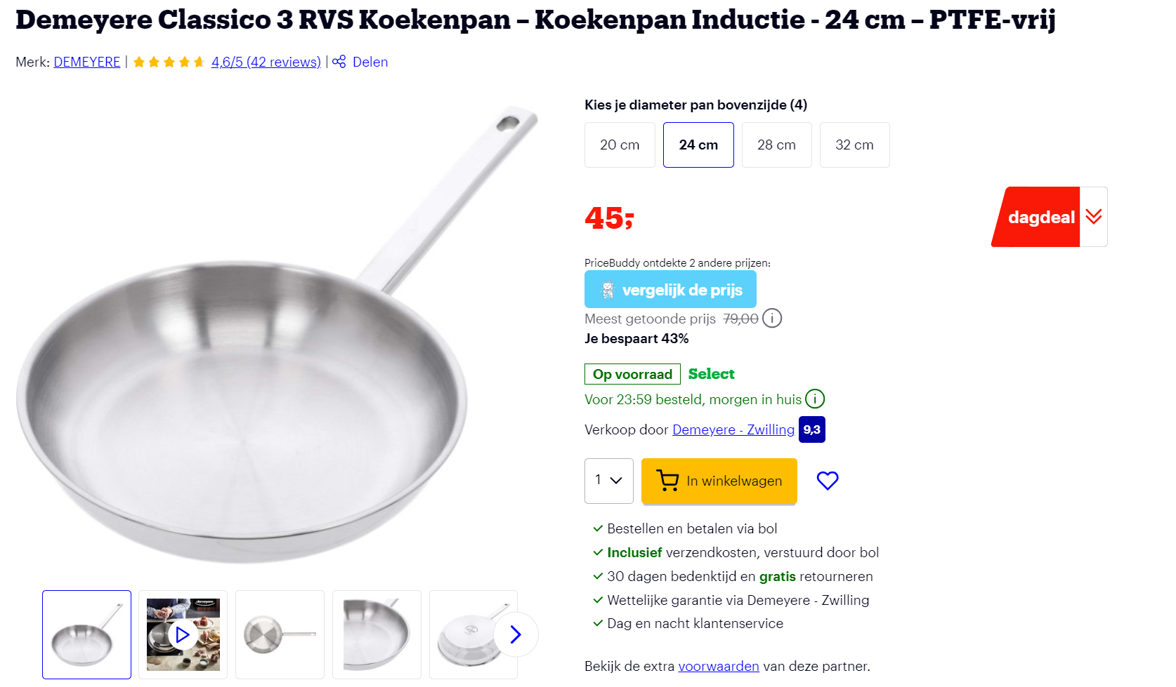 Demeyere tot 40% korting bij BOL