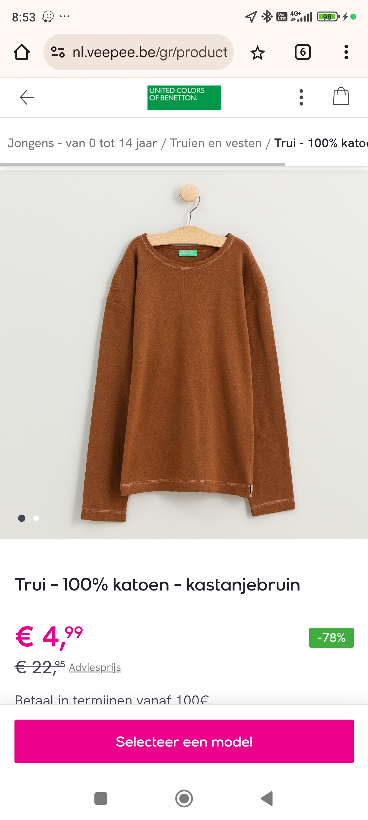 Tot 80% korting op United colors of Benetton