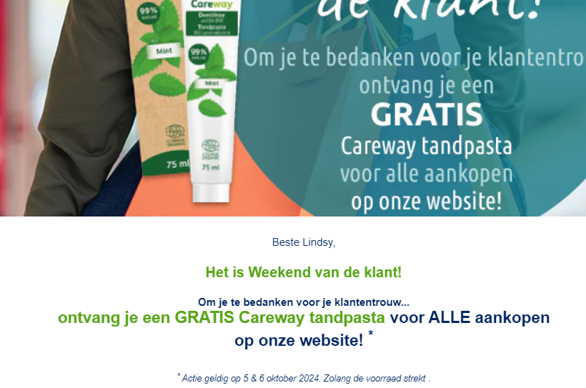 Gratis Careway tandpasta bij BENU online 🎉🎈