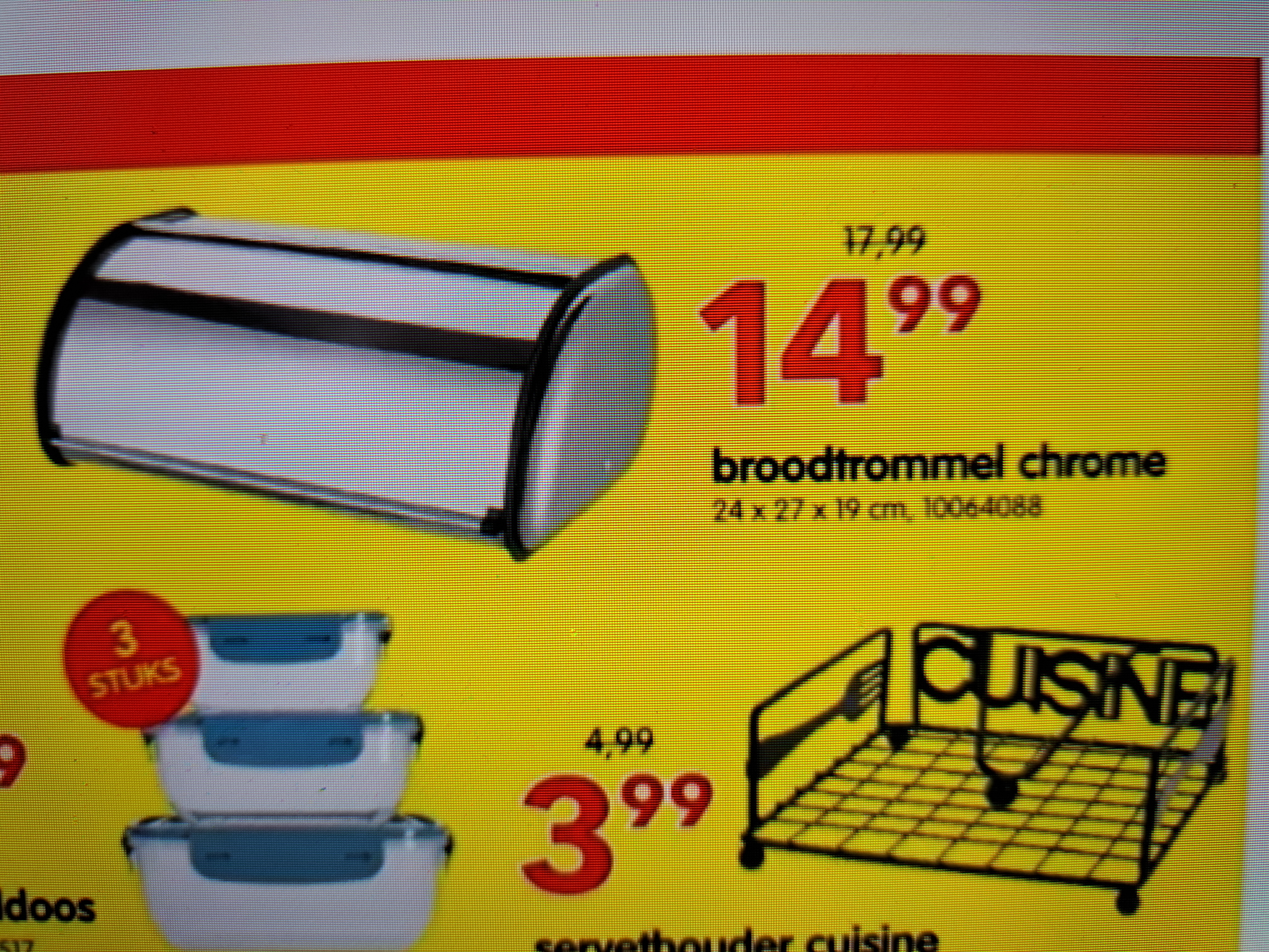 Broodtrommel chrome €14,99 bij yess