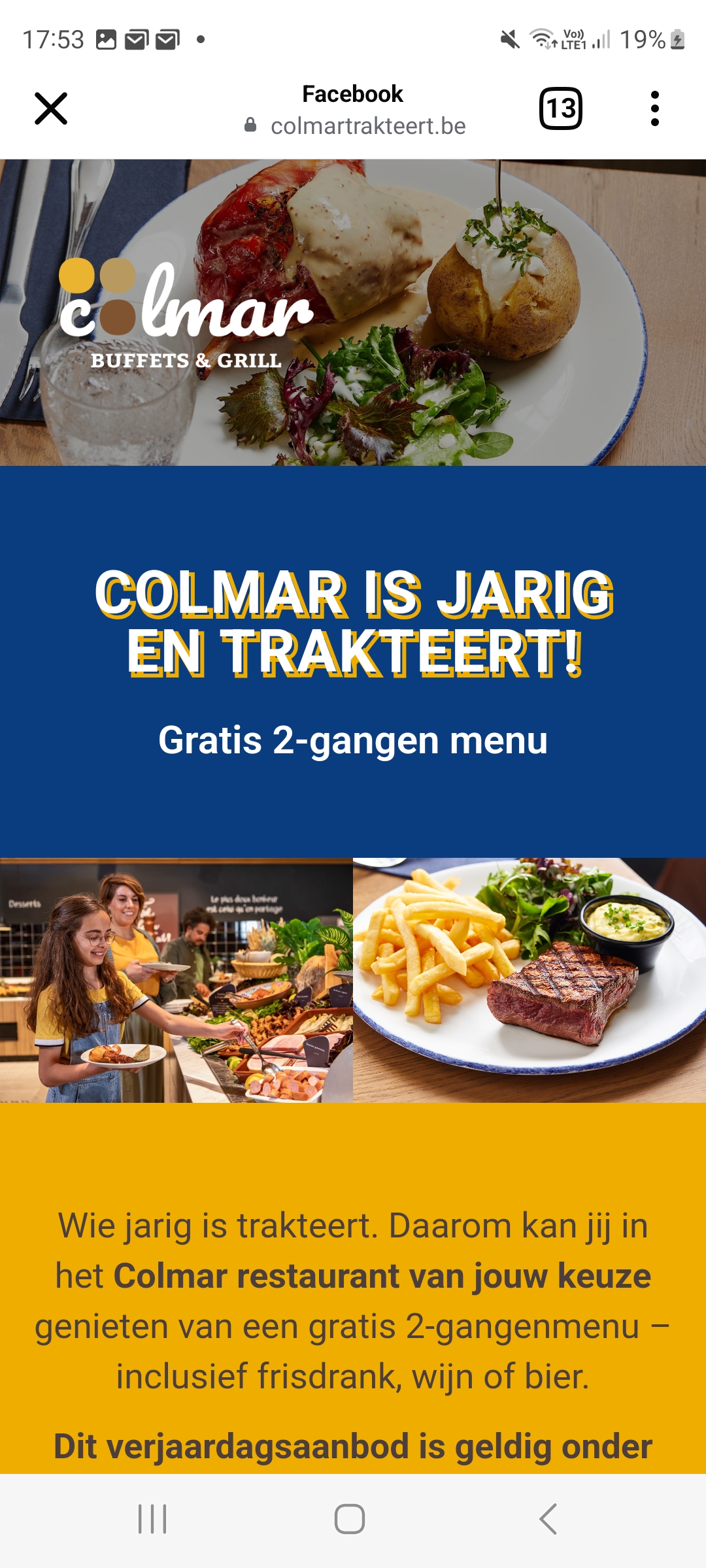 Gratis menu bij Colmar