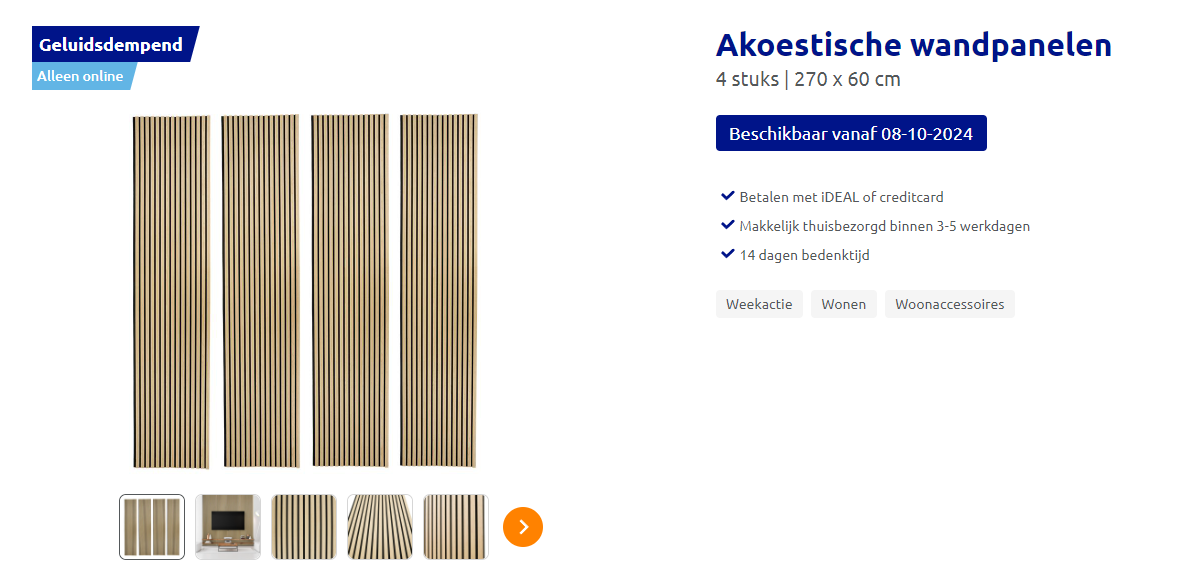 Set van 4 (!) akoestische wandpanelen voor 149 euro