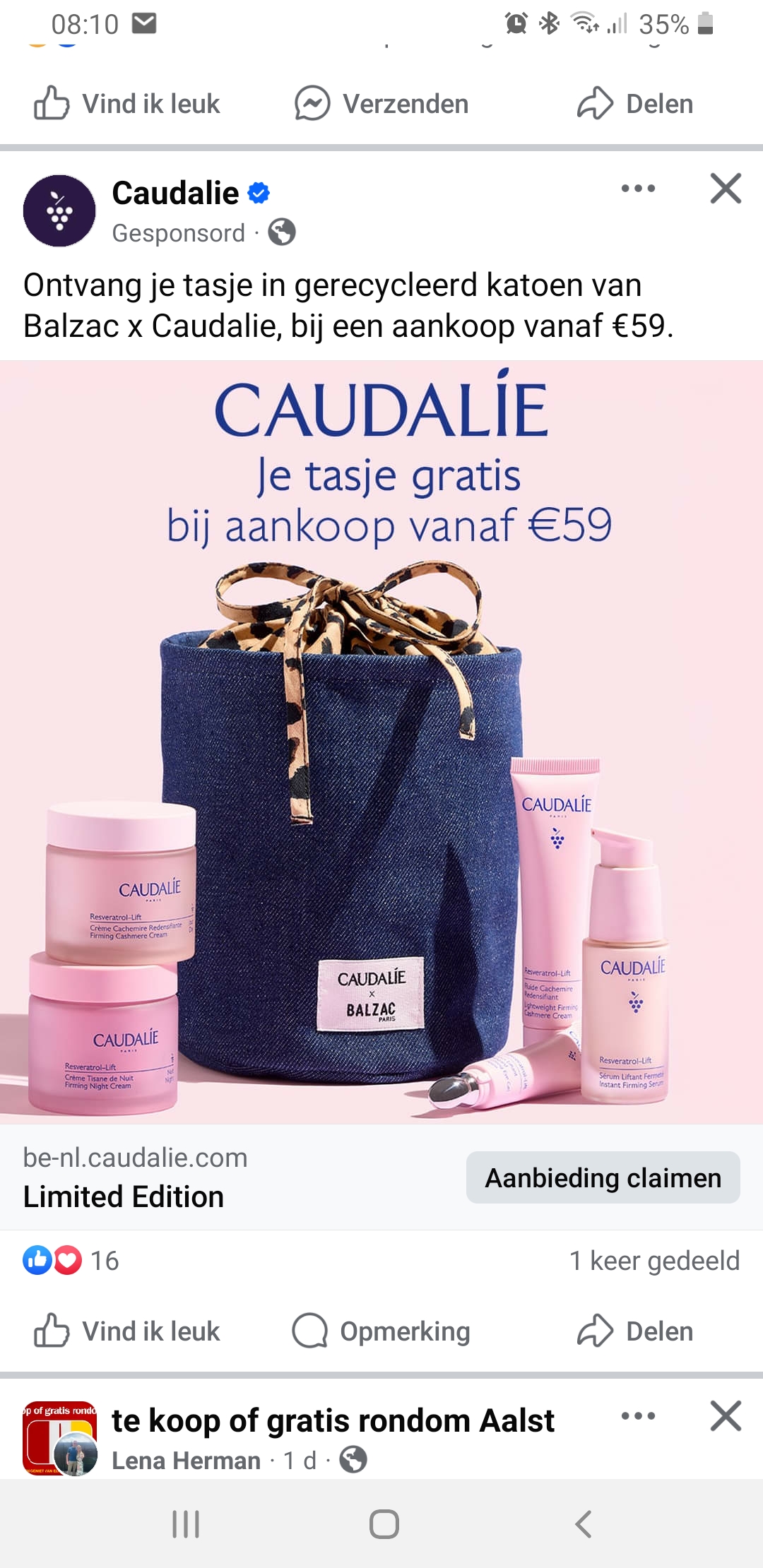 Gratis tasje bij caudalie