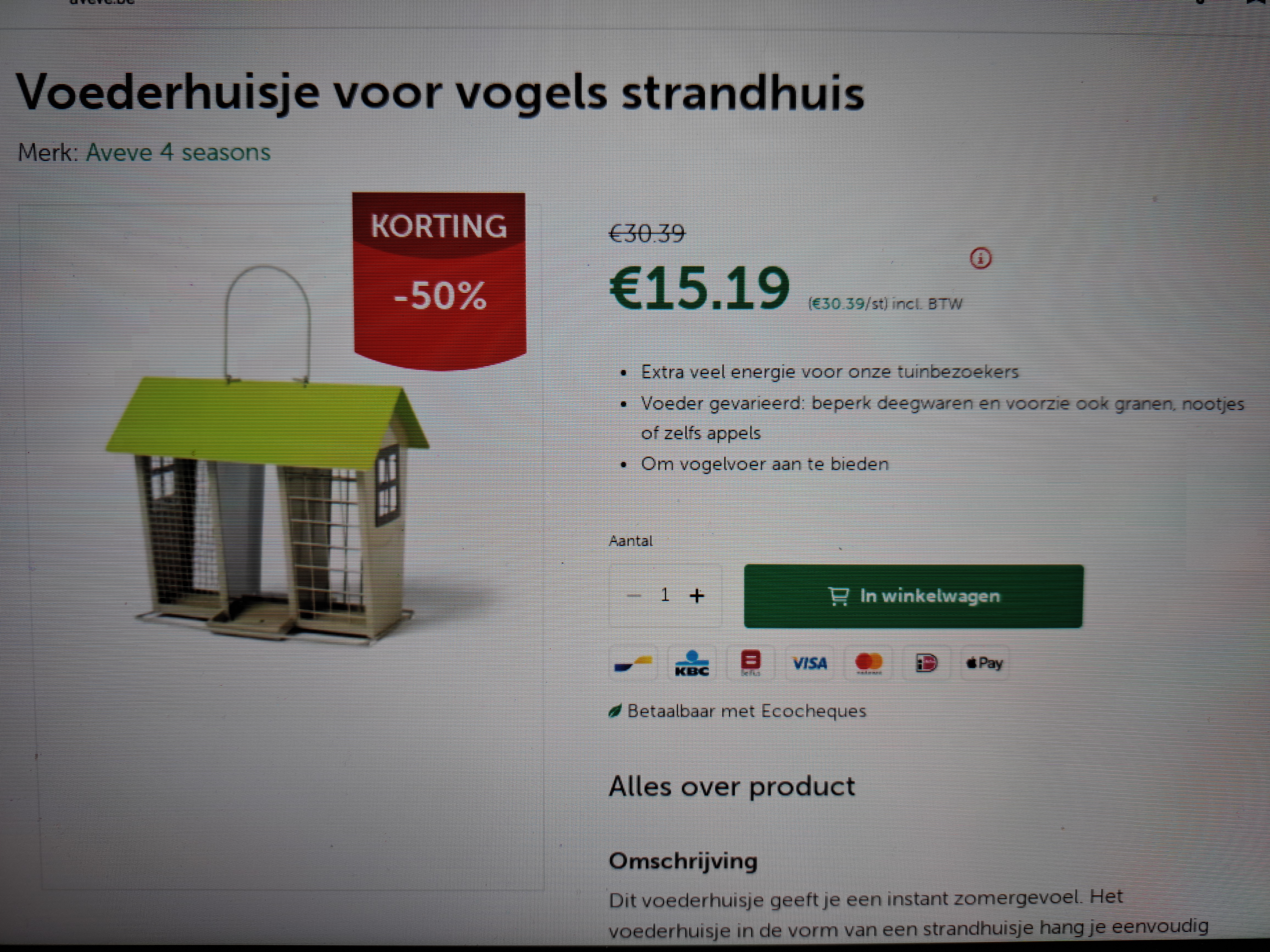 Voederhuisje voor vogels strandhuis -50%