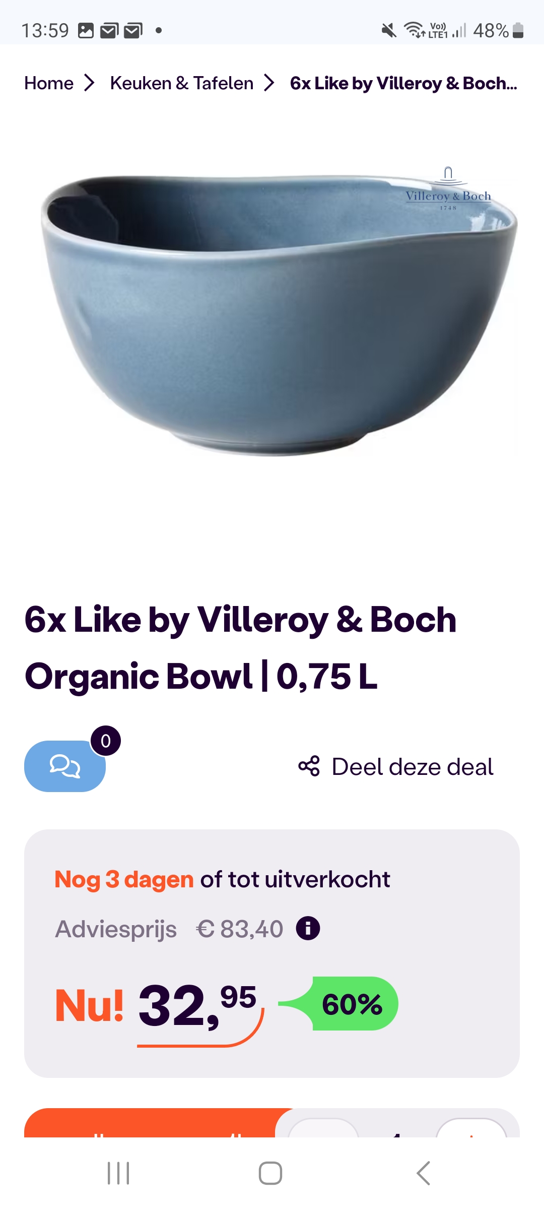 Villeroy en Boch liefhebbers opgelet! -60%