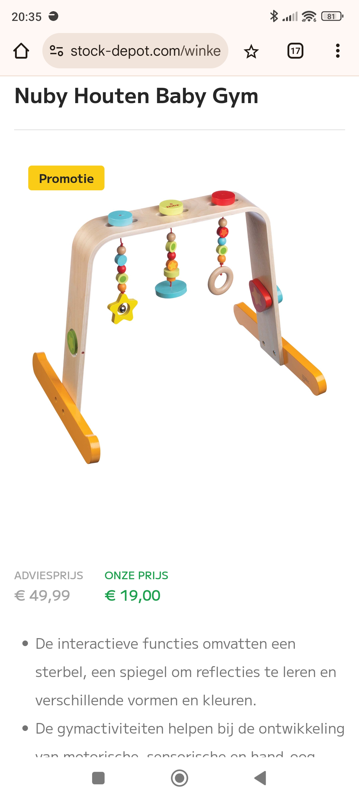 Nûby houten baby gym voor slechts €19 👶 bij Stock Depot