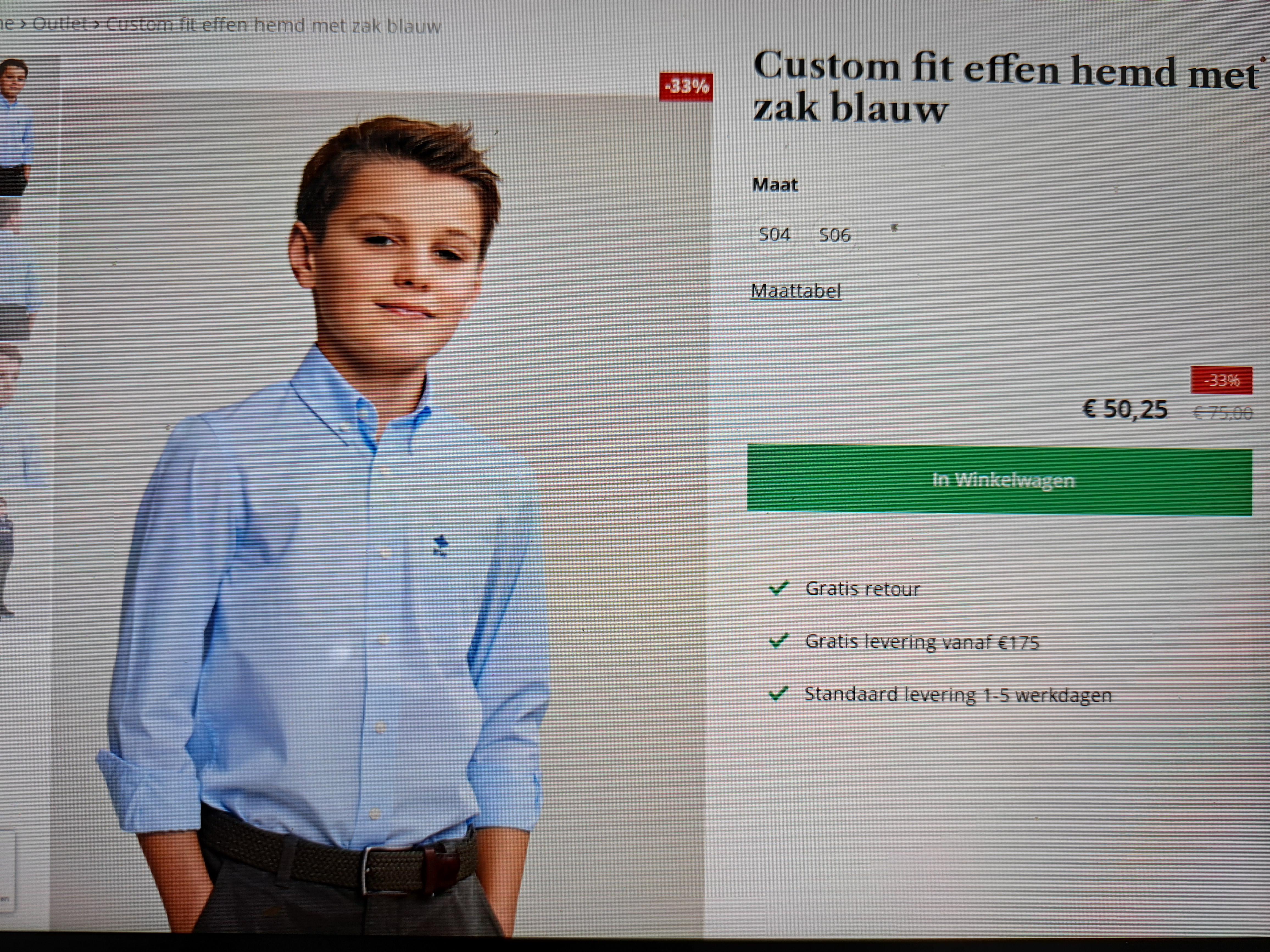 Custom fit effen hemd met zak blauw -33%