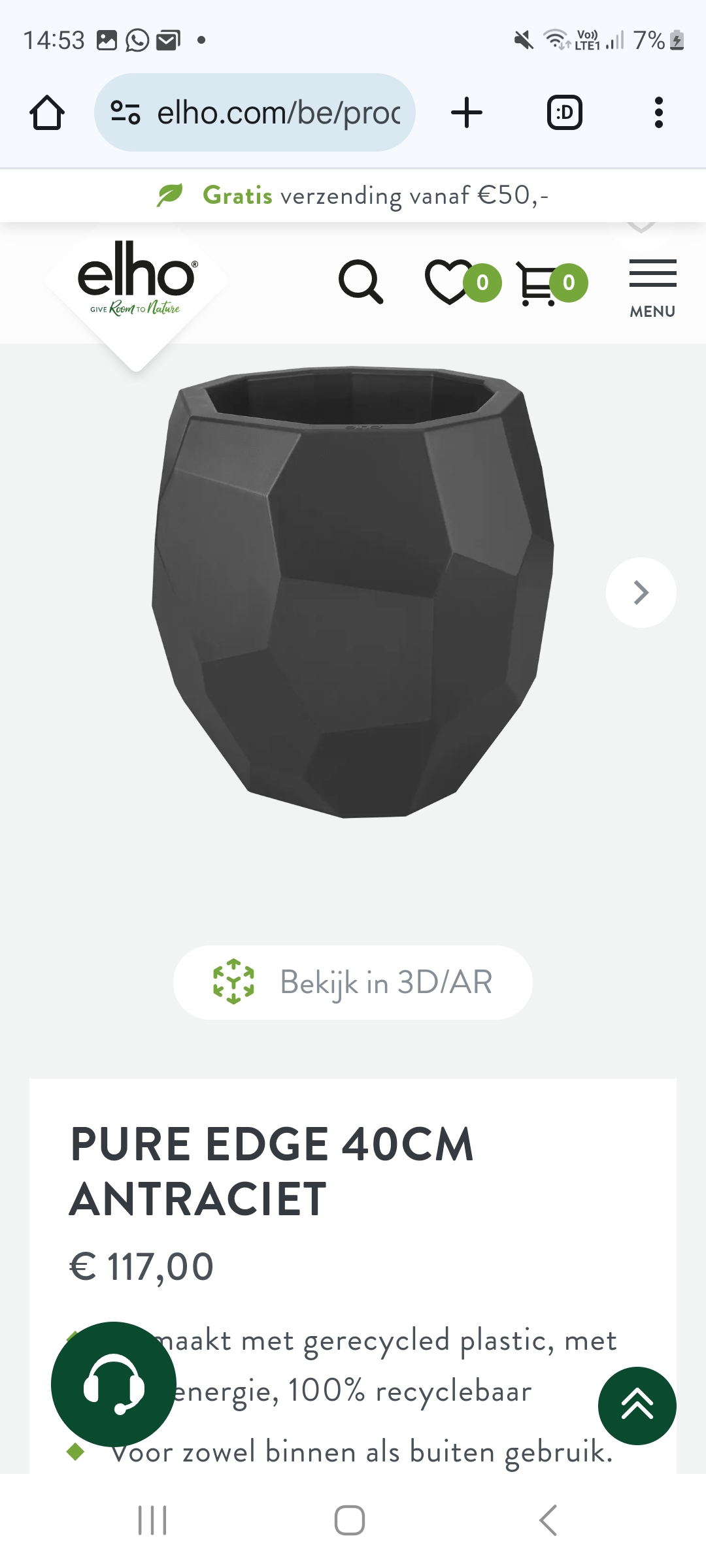 Elho plantenbak 58€,64€