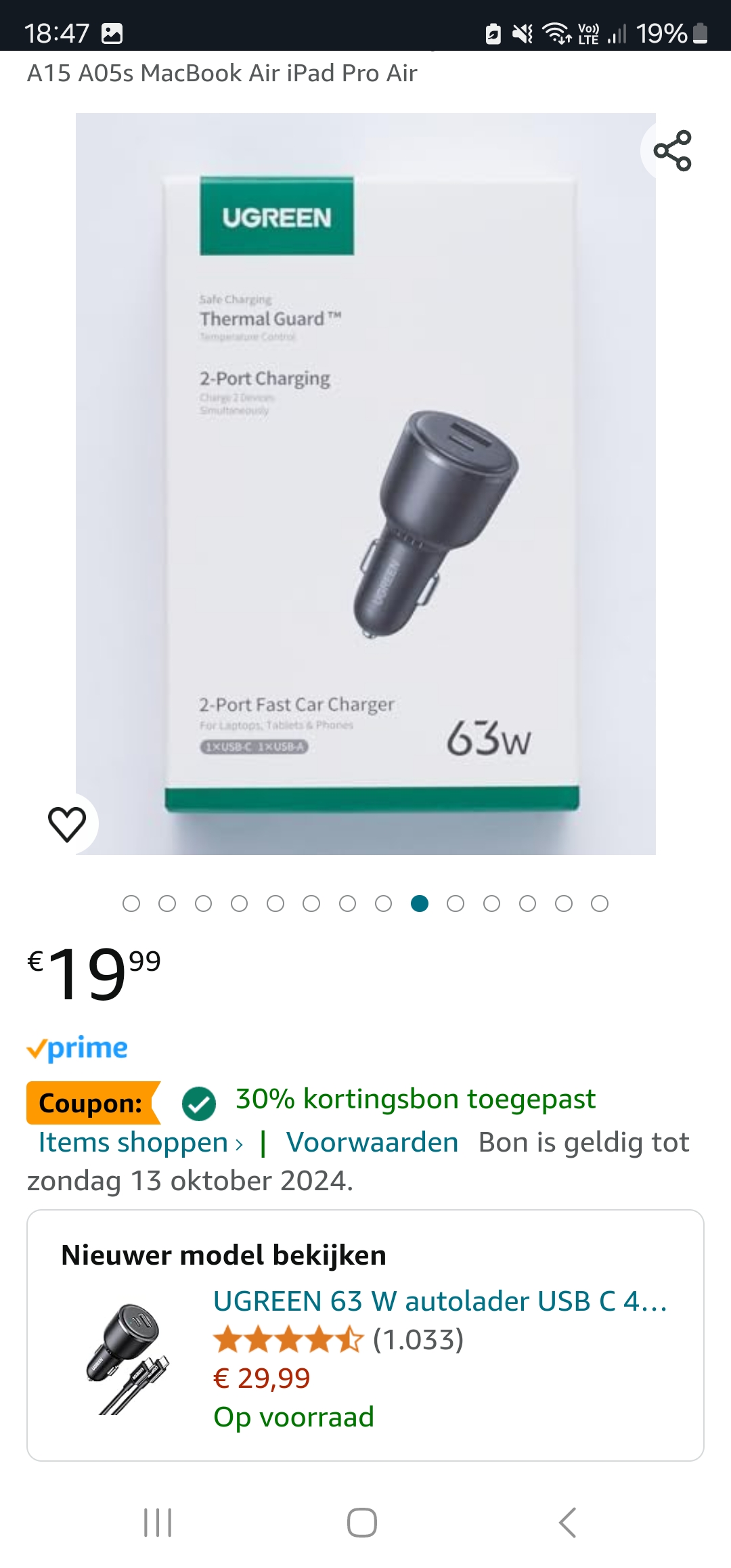 Ugreen usb autolader 12v