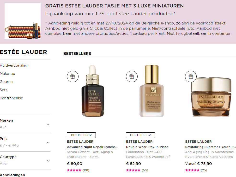 Gratis Estée Lauder tasje + 3 miniaturen 👄 ICI Paris XL