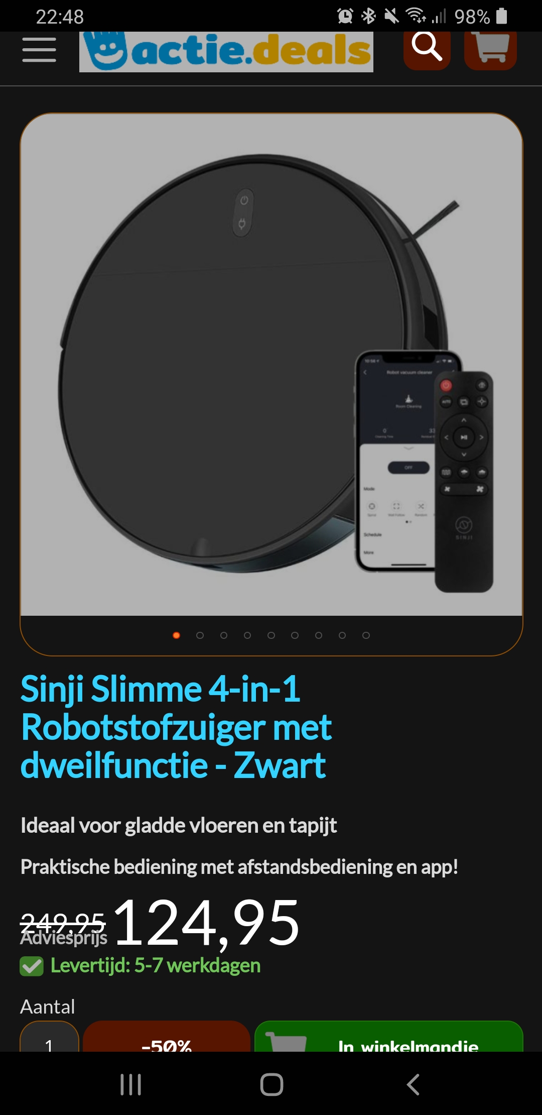 Robotstofzuiger met dweilfunctie - Zwart