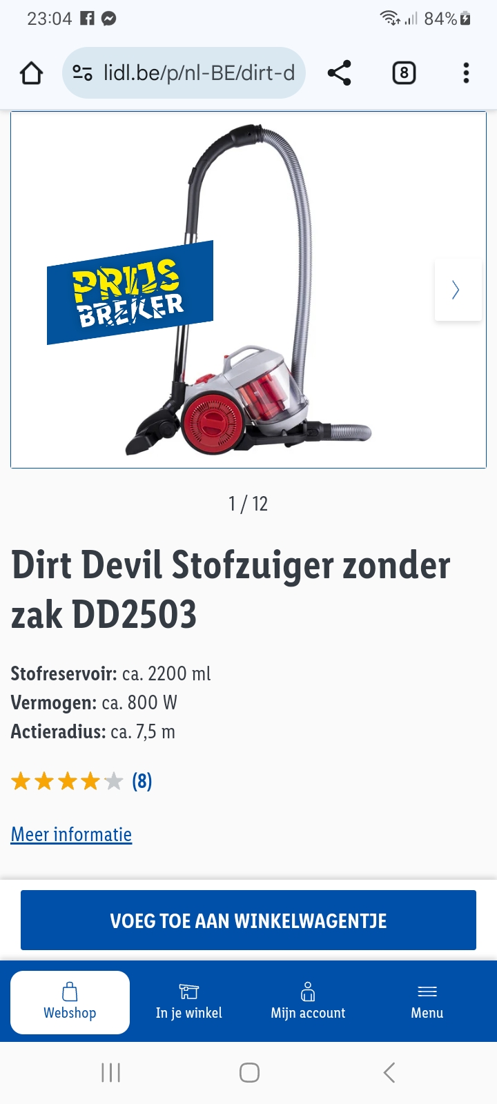 Dirt Devil Stofzuiger zonder zak DD2503