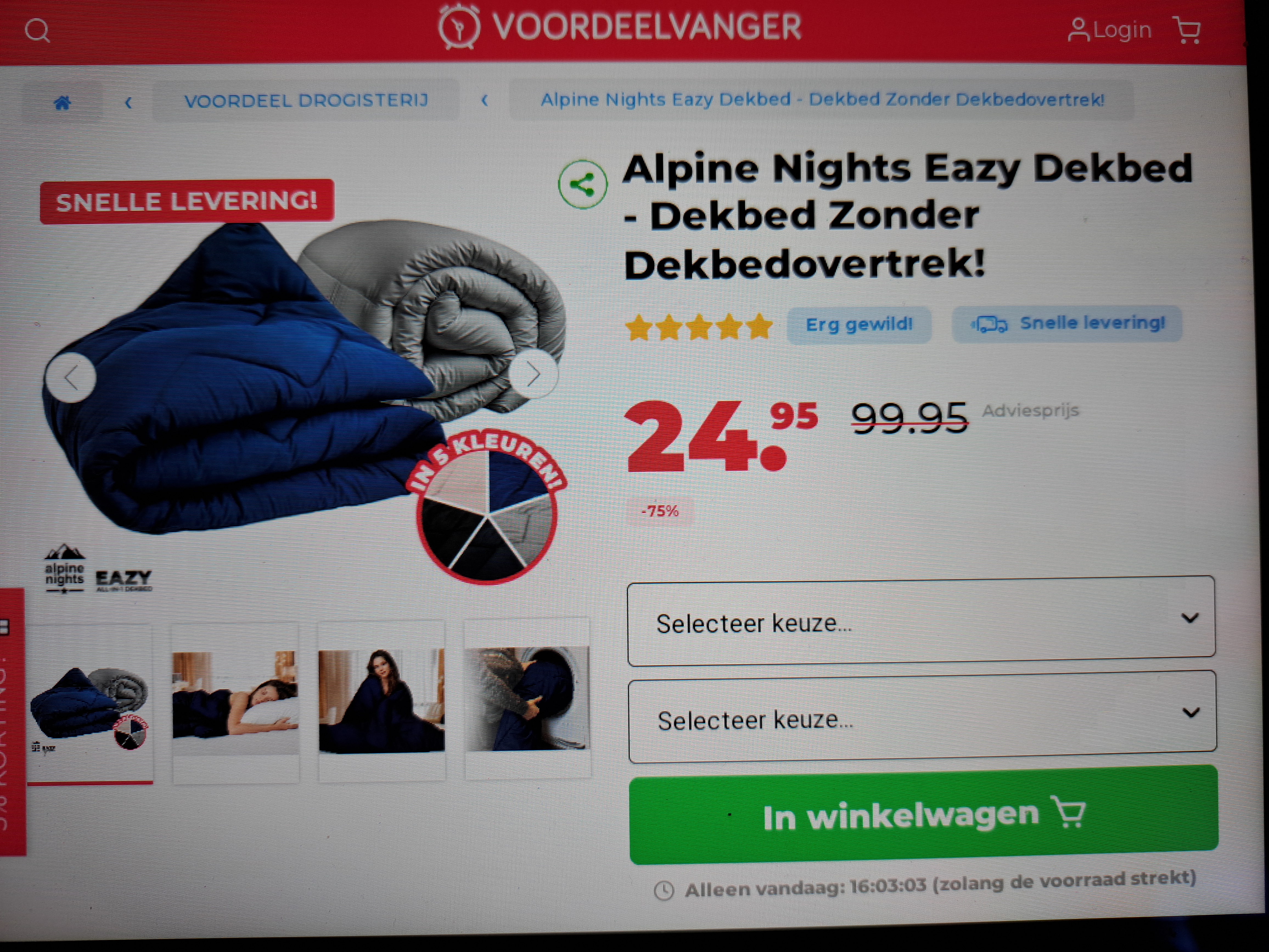 Alpine Nights Eazy Dekbed - Dekbed Zonder Dekbedovertrek! -75%