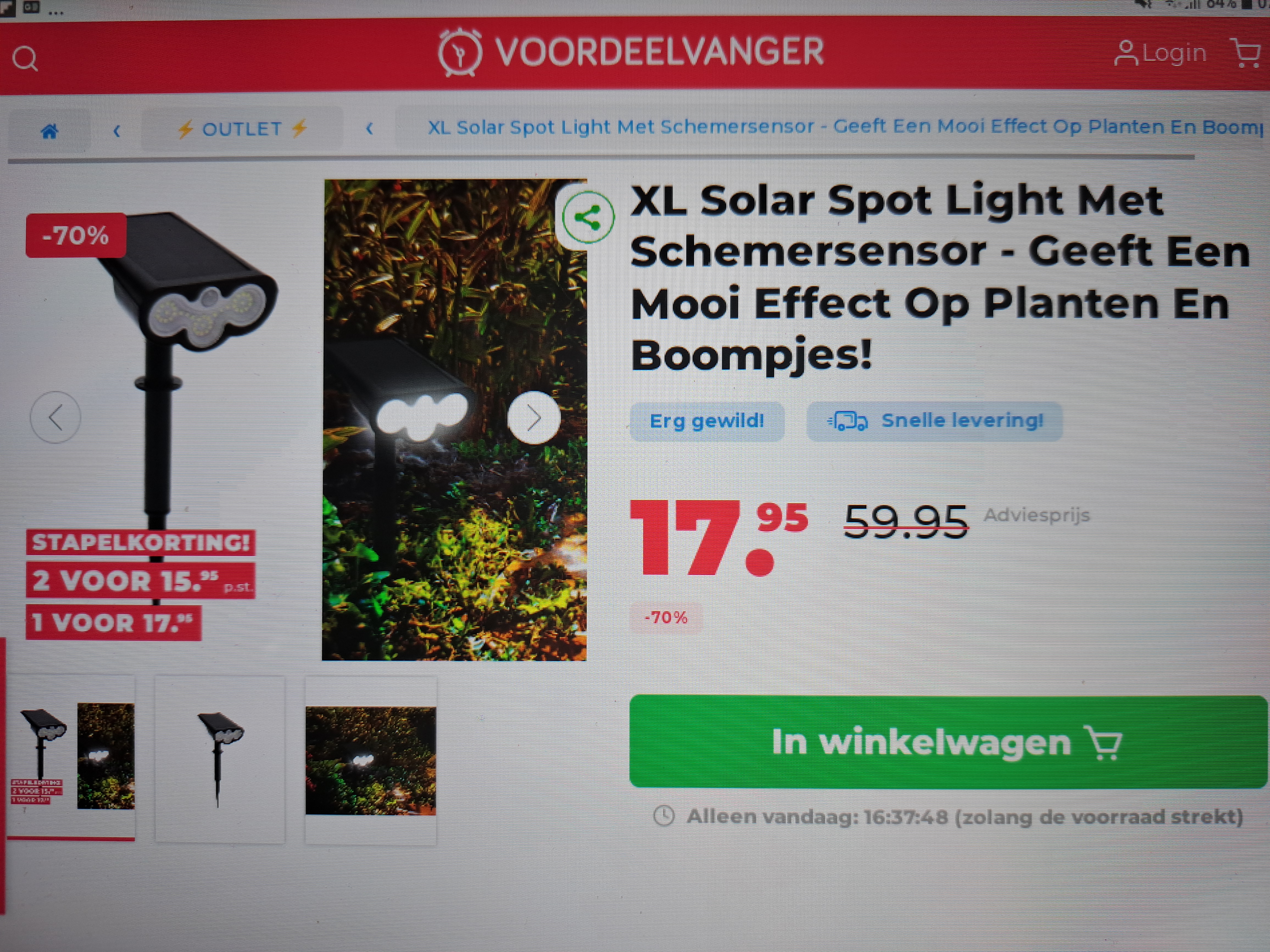 XL Solar Spot Light Met Schemersensor - Geeft Een Mooi Effect Op Planten En Boompjes! -70%