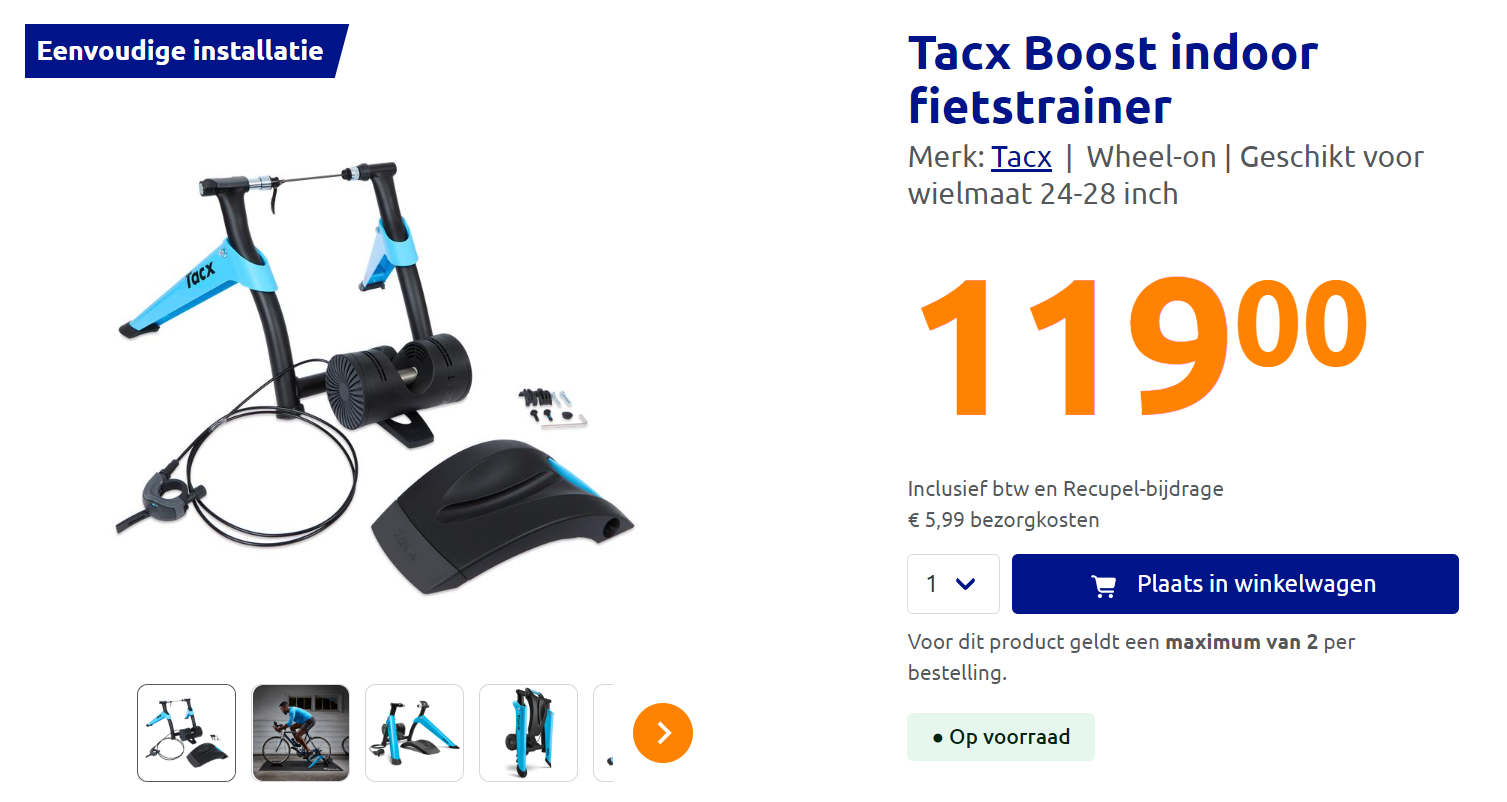 Tacx Boost indoor fietstrainer voor slechts €119 bij Action