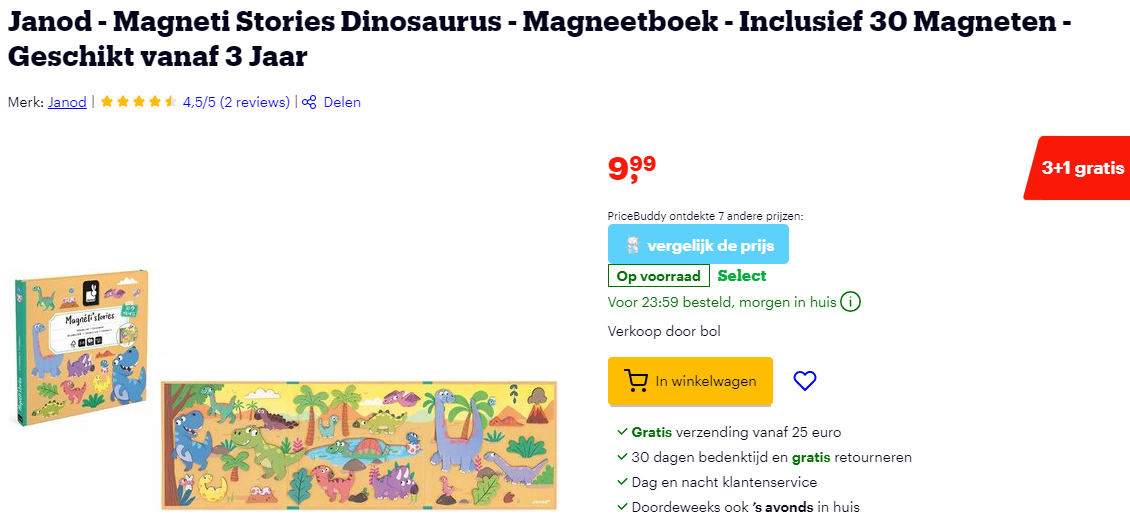 -25% korting op Janod magneetboeken bij Bol