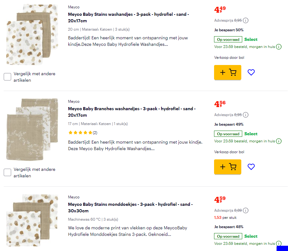 Hoge korting op Meyco babytextiel bij Bol 👶