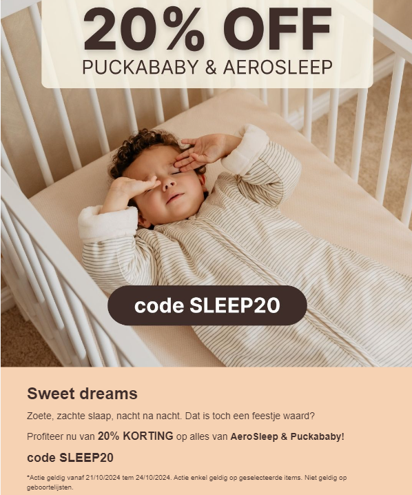 -20% op AeroSleep & Puckababy bij De Gele Flamingo 👶