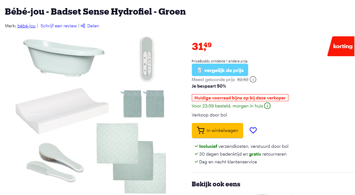 -50% Bébé-Jou 👶 Badset Sense Hydrofiel 🛁 Groen