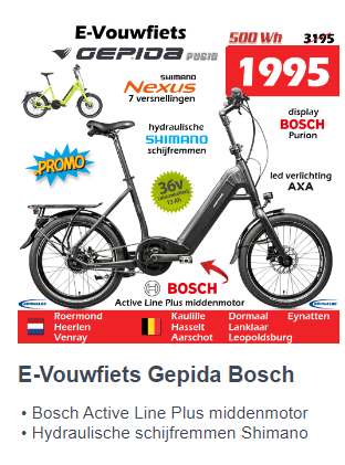 E-Vouwfiets Gepida Pugio Bosch Active Line