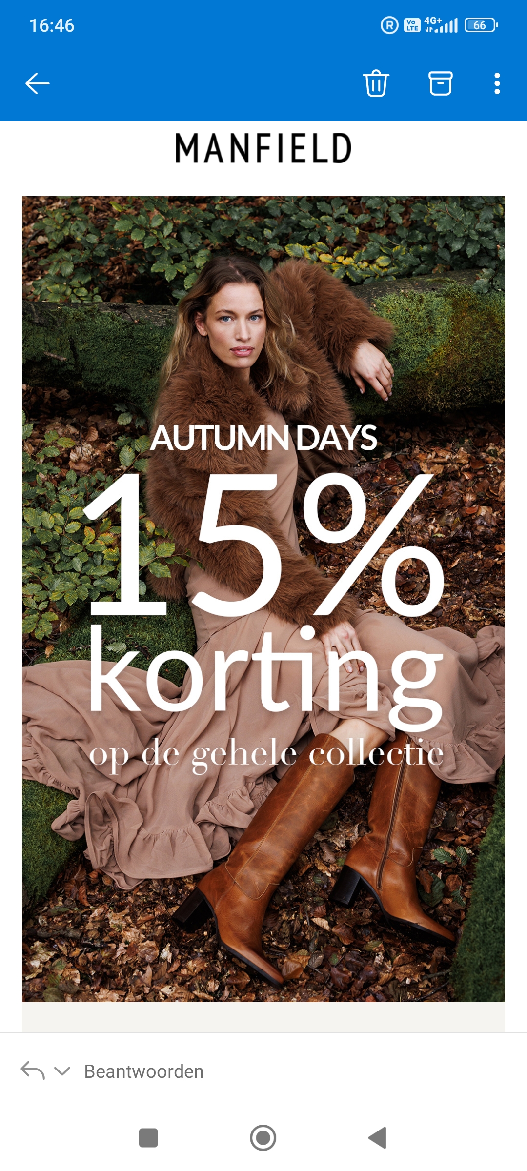 15% korting bij manfield