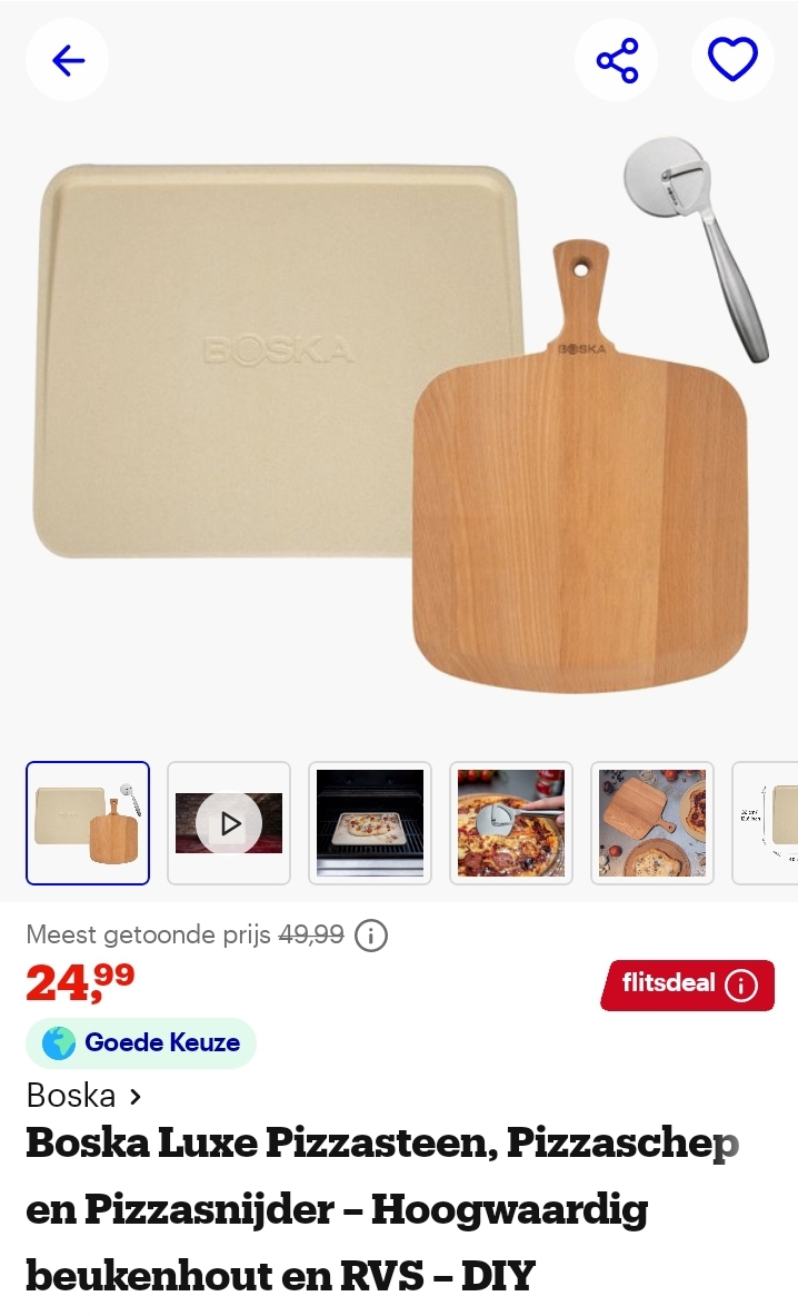 Boska Luxe Pizzasteen, Pizzaschep en Pizzasnijder
