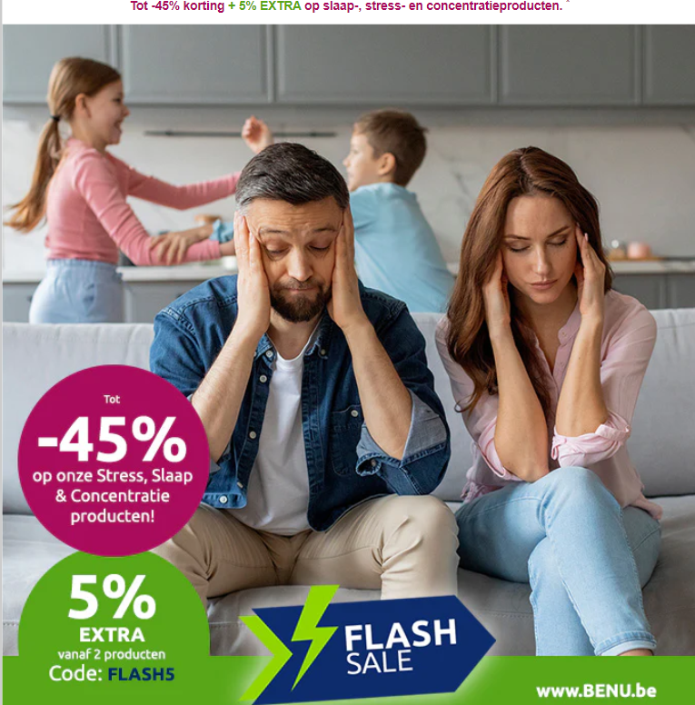 Tot -45% korting + 5% EXTRA op slaap-, stress- en concentratieproducten 👍