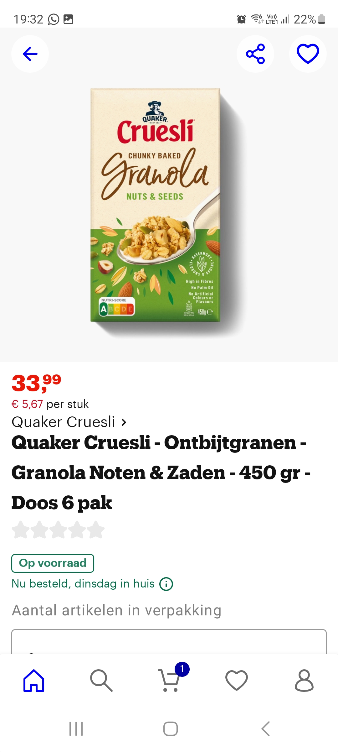 Cruesli Quaker goedkoper dan huismerk!