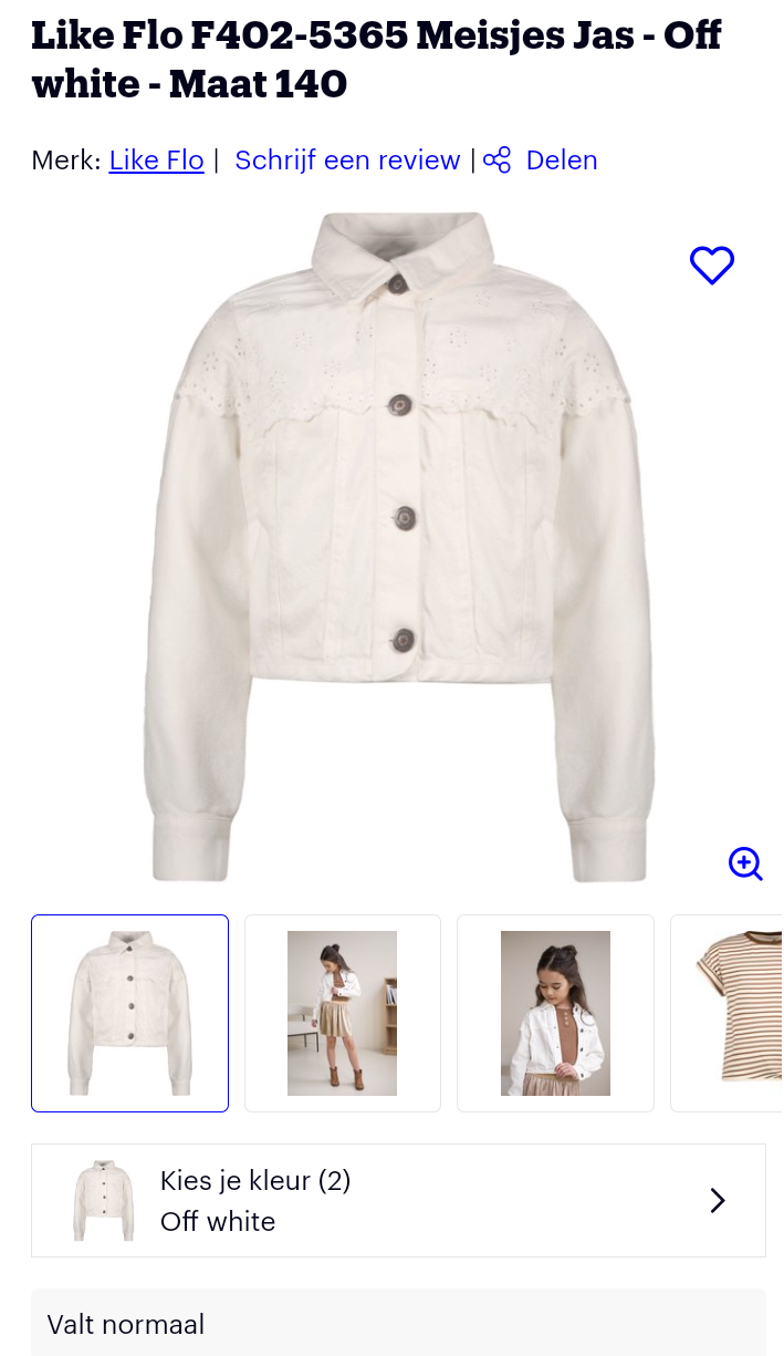 -60% meisjes jas, Like Flo, wit/roze 🩷🤍