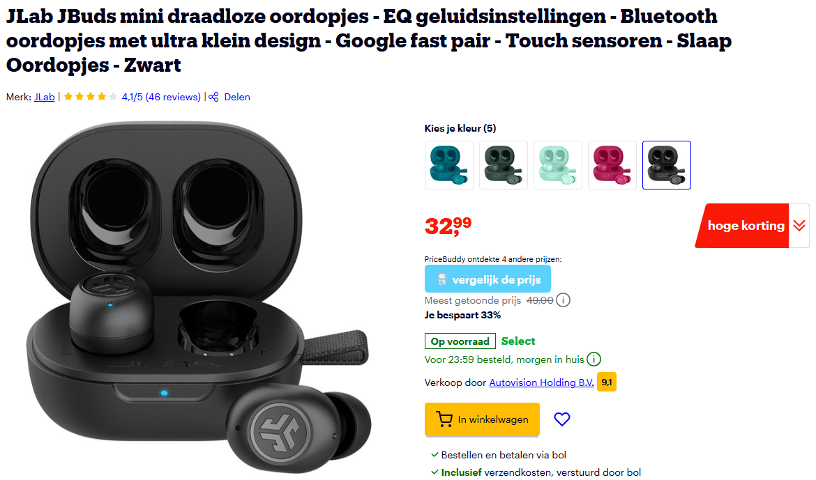 JLab JBuds mini draadloze oordopjes