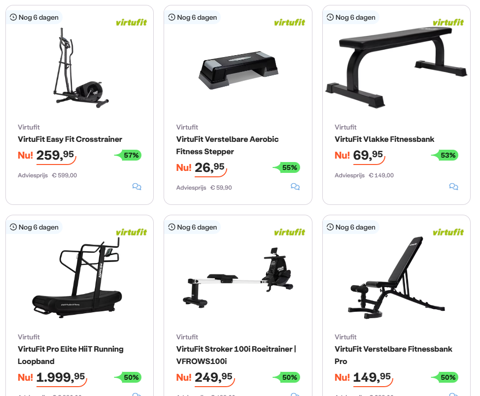 Hoge kortingen op artikelen van VirtuFit (tot 57% korting) bij iBood