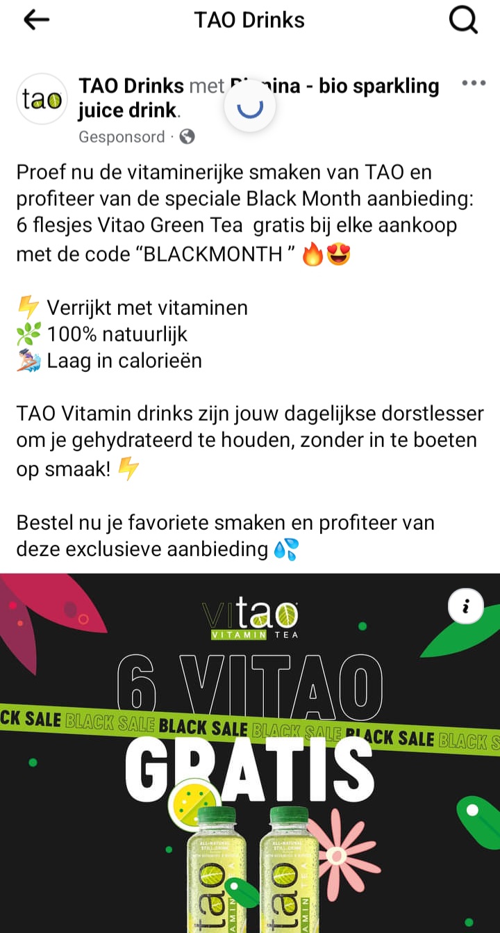 6 flesjes Vitao Green Tea gratis + 10% korting