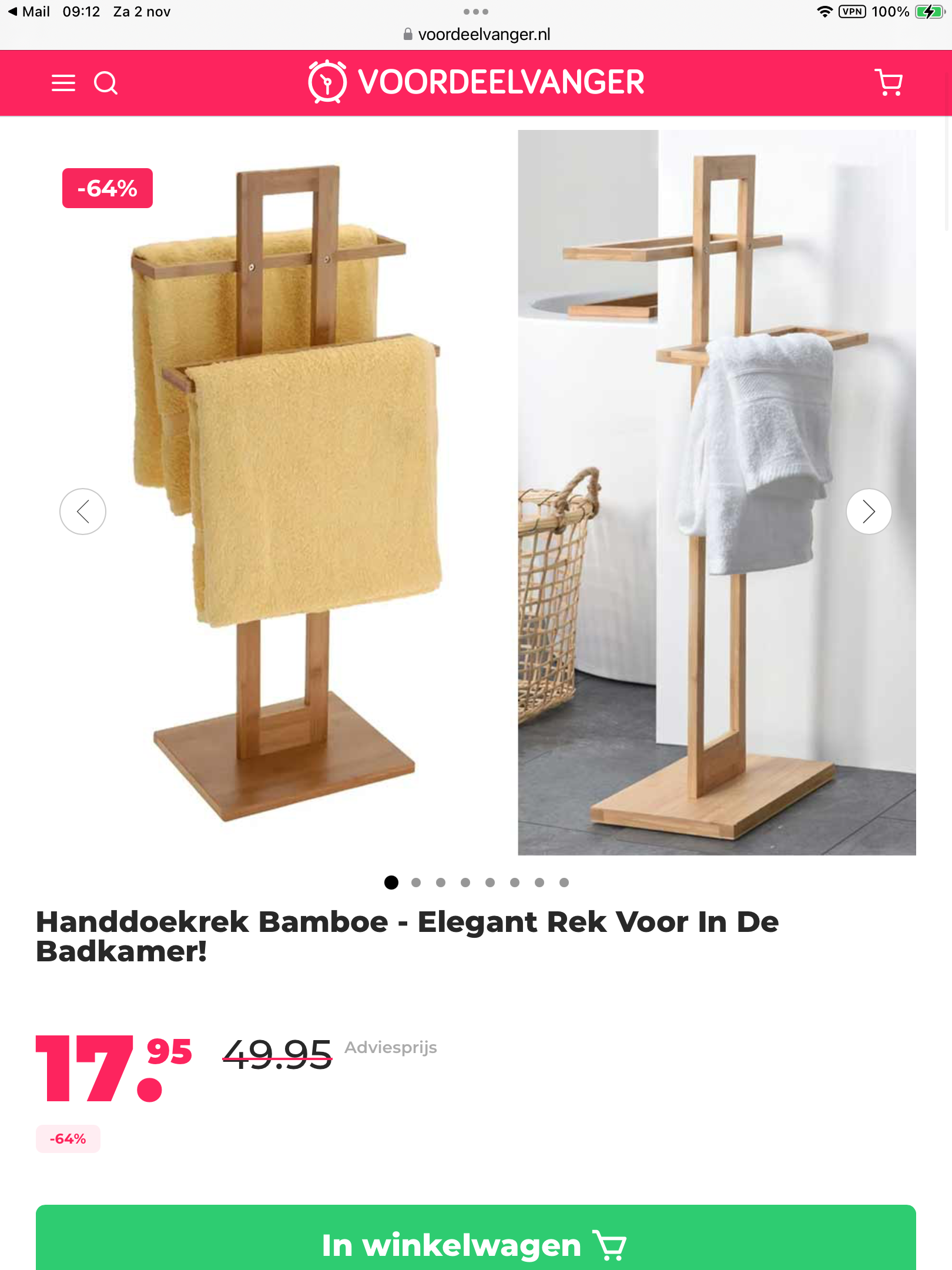 Handdoekrek Bamboe