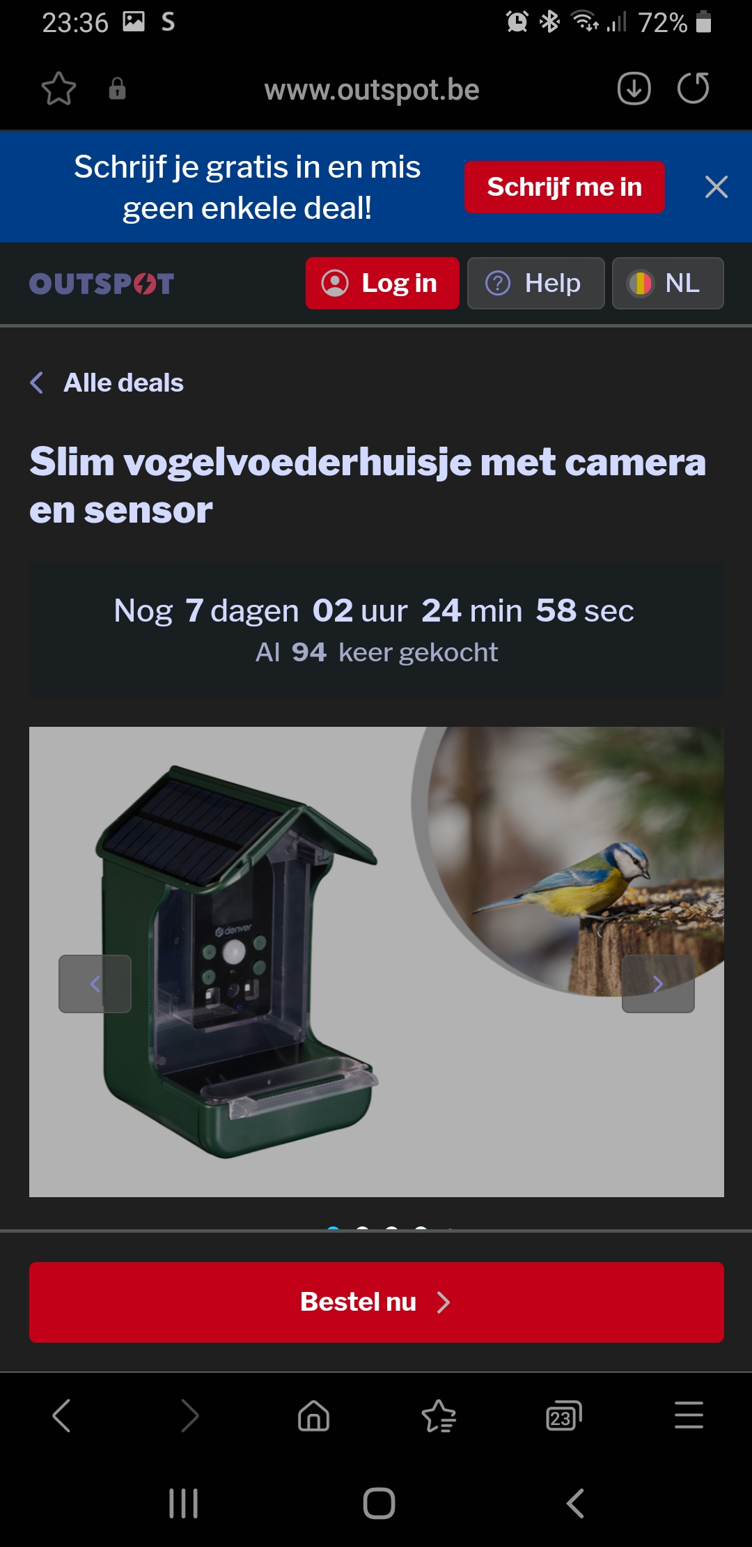 Outspot slim vogelvoederhuisje met camera en sensor