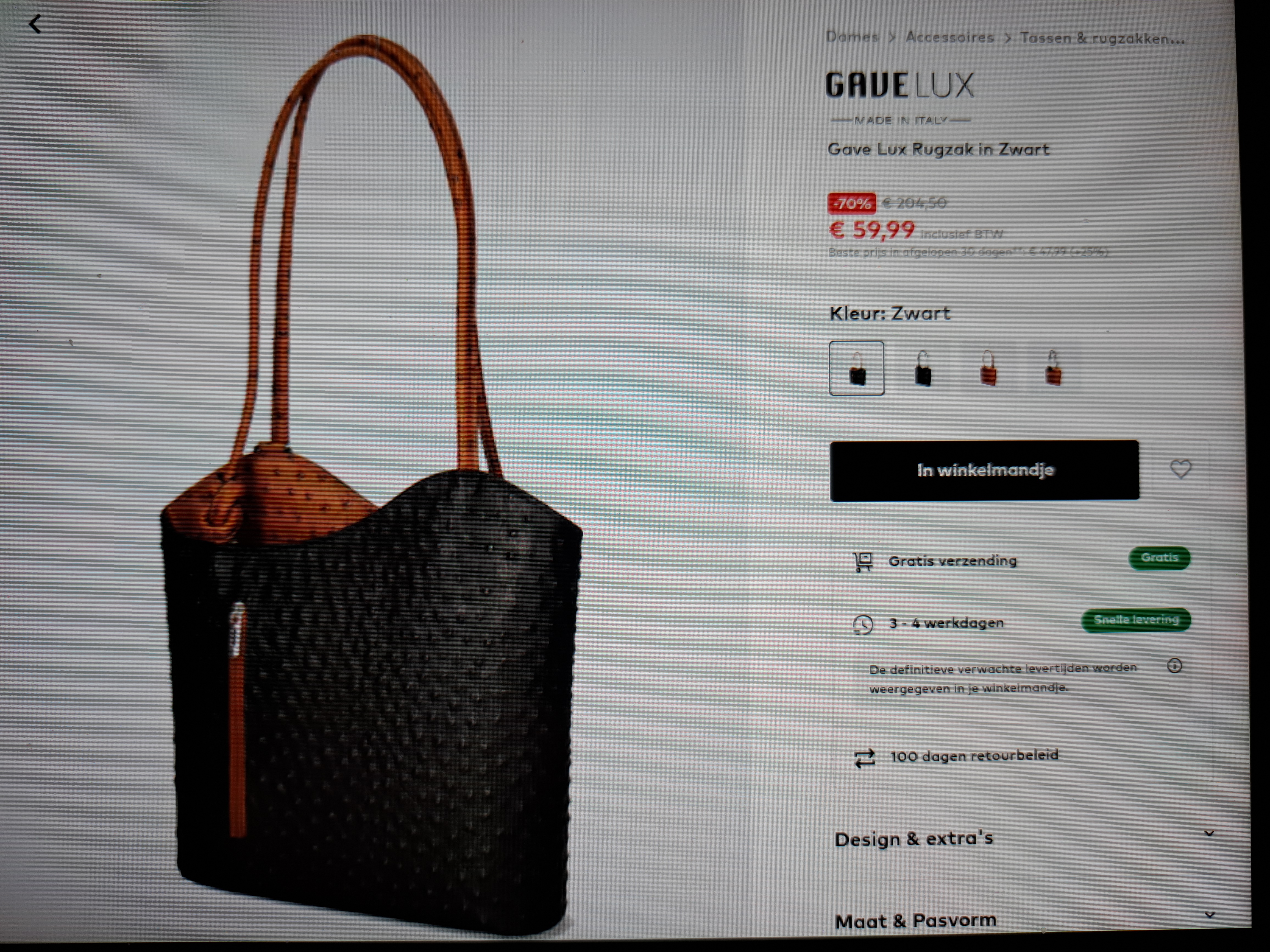 Gave Lux Rugzak in Zwart -70%