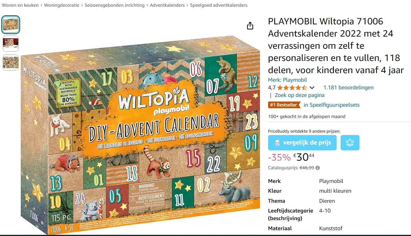 -32% PLAYMOBIL Wiltopia 71006 Adventskalender: Dierenwereldreis DIY