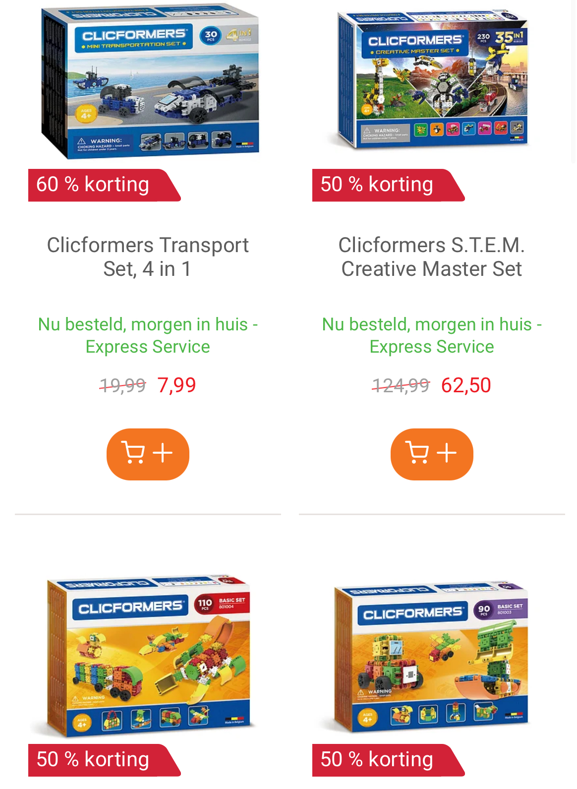 Clicformers met 50-60% korting