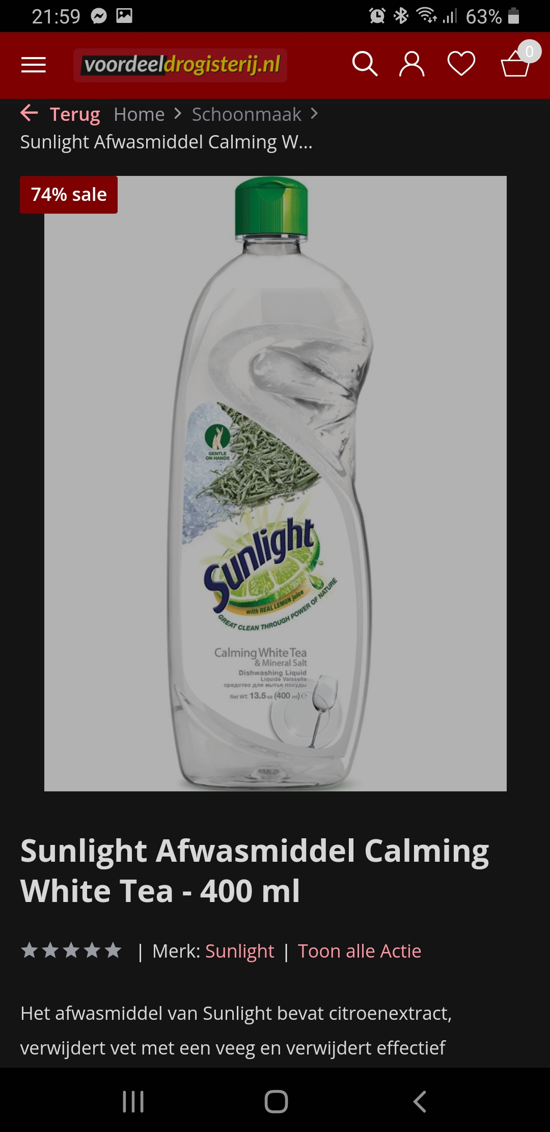 Voordeeldrogisterij Sunlight Afwasmiddel
