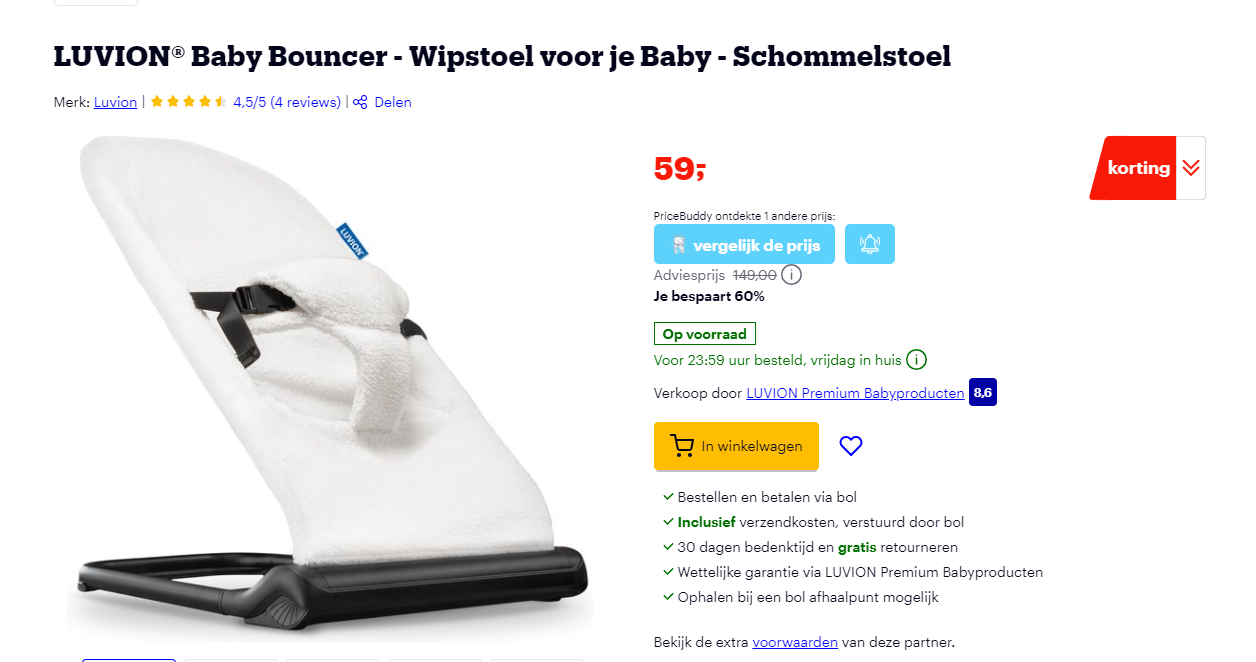 60% korting wipstoel LUVION 👶