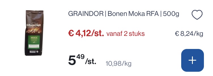 Koffiebonen mokka goedkoper