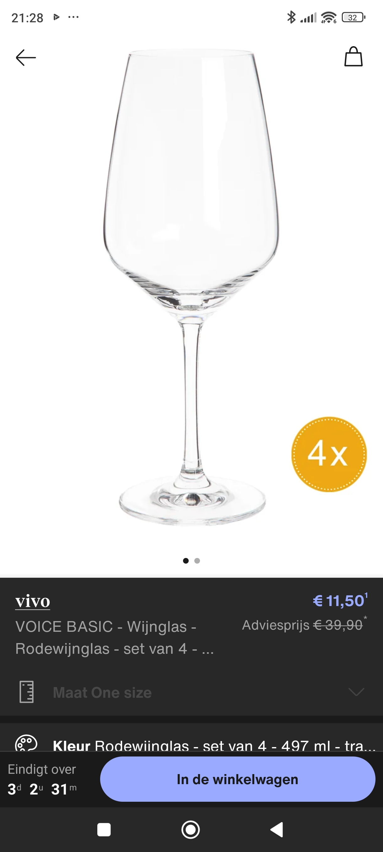 Vivo 4 rode wijnglazen