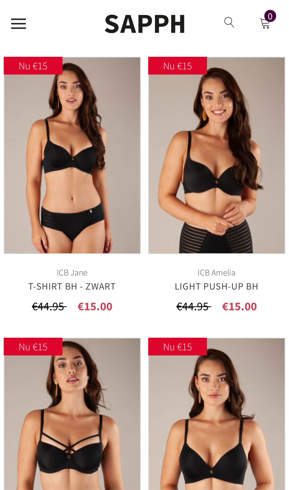 Sapph bh’s actie + extra korting !