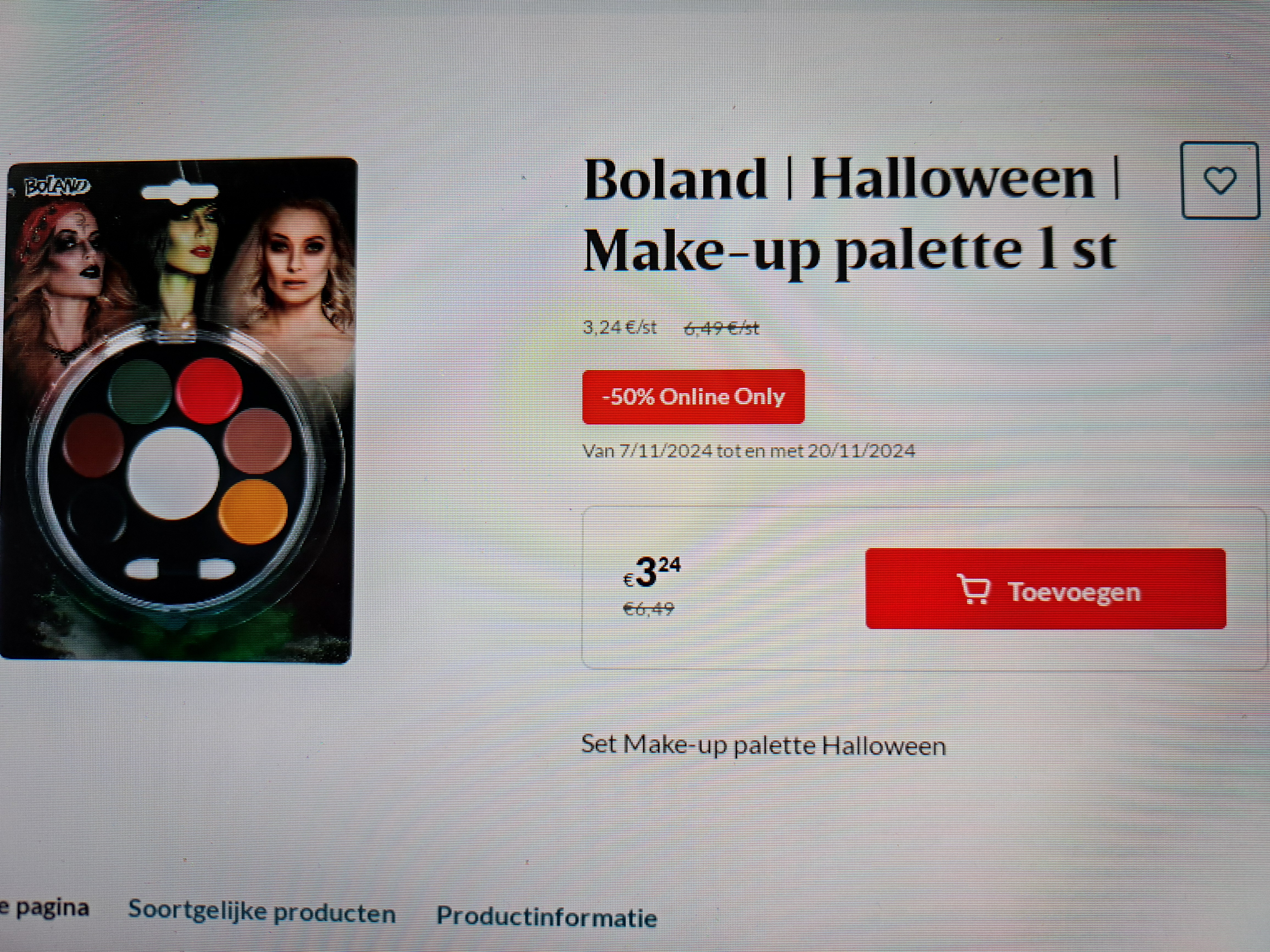 Demhaize online only Boland Halloween make-up paklette