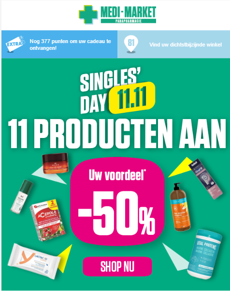 50% korting op 11 producten bij medi-market